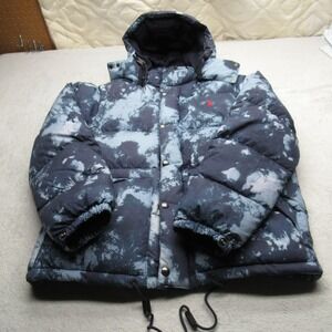 Polo Ralph Lauren O Boulder Tie Dye‎ Down Jacket Men XL Blue  Puffer Convertible
